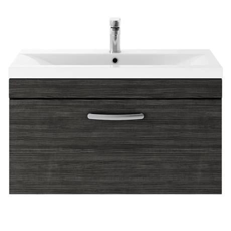 Brooklyn Black 800mm Wall Hung Vanity Unit - Single Drawer 4 Brooklyn Black 800mm Wall Hung Vanity Unit - Single Drawer - Image 4