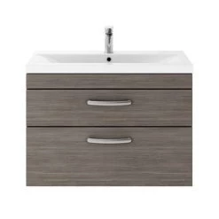 Brooklyn 800mm Grey Avola 2 Drawer Wall Hung Vanity Unit -Bathroom Furniture Sale BWH8GA2D d4 460