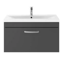 Brooklyn 800mm Gloss Grey 1 Drawer Wall Hung Vanity Unit -Bathroom Furniture Sale BWH8GG d2 460