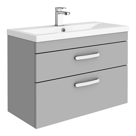 Brooklyn 800mm Grey Mist 2 Drawer Wall Hung Vanity Unit 1 Brooklyn 800mm Grey Mist 2 Drawer Wall Hung Vanity Unit
