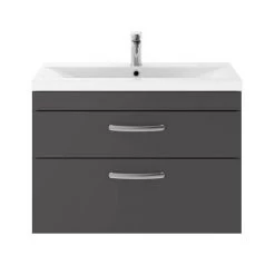 Brooklyn 800mm Gloss Grey 2 Drawer Wall Hung Vanity Unit -Bathroom Furniture Sale BWH8GRY2D d3 460