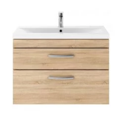 Brooklyn 800mm Natural Oak 2 Drawer Wall Hung Vanity Unit -Bathroom Furniture Sale BWH8N2D d2 460