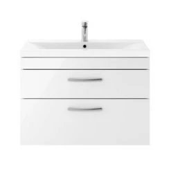 Brooklyn 800mm Gloss White 2 Drawer Wall Hung Vanity Unit -Bathroom Furniture Sale BWH8WHT2D d2 460