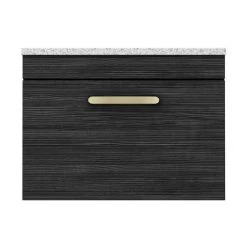 Brooklyn Wall Hung Countertop Vanity - Black - 600mm with White Worktop & Brushed Brass Handle -Bathroom Furniture Sale BWHB6WW BB d4 460