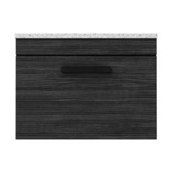 Brooklyn Wall Hung Countertop Vanity - Black - 600mm with White Worktop & Matt Black Handle -Bathroom Furniture Sale BWHB6WW MB d4 460