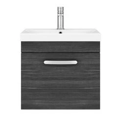 Brooklyn 500 Black Wall Hung 1-Drawer Vanity Unit with Thin-Edge Basin -Bathroom Furniture Sale BWHSD5BLKTE d6 460