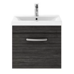 Brooklyn 500mm Black Wall Hung Vanity Unit - Single Drawer -Bathroom Furniture Sale BWHSD5BLK d1 460