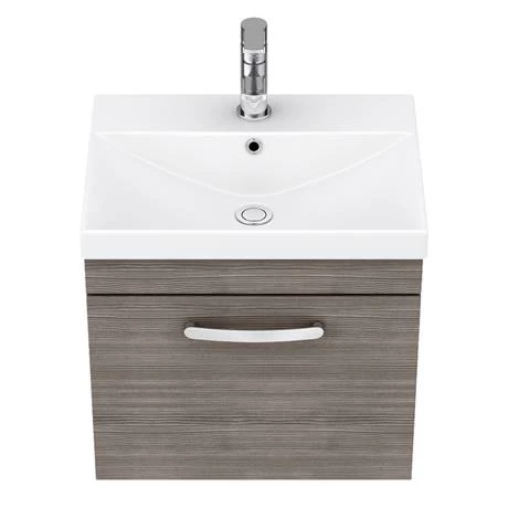 Brooklyn 500 Grey Avola Wall Hung 1-Drawer Vanity Unit with Thin-Edge Basin 6 Brooklyn 500 Grey Avola Wall Hung 1-Drawer Vanity Unit with Thin-Edge Basin - Image 6