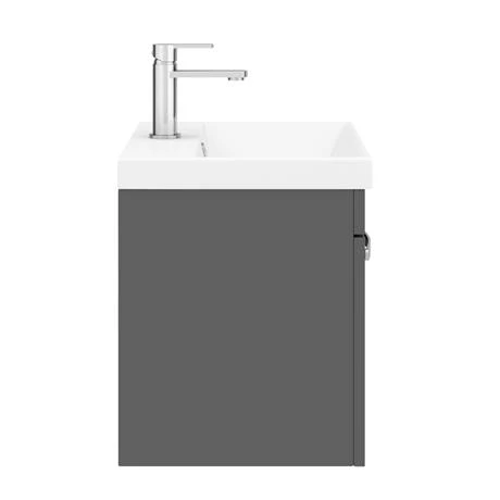 Brooklyn 500 Gloss Grey Wall Hung 1-Drawer Vanity Unit with Thin-Edge Basin 4 Brooklyn 500 Gloss Grey Wall Hung 1-Drawer Vanity Unit with Thin-Edge Basin - Image 4