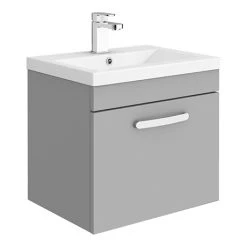 Brooklyn 500mm Grey Mist Wall Hung 1-Drawer Vanity Unit