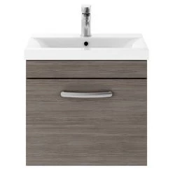 Brooklyn 500mm Grey Avola Wall Hung Vanity Unit - Single Drawer -Bathroom Furniture Sale BWHSD5GRY d2 460