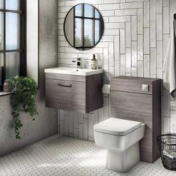 Brooklyn 500mm Grey Avola Wall Hung Vanity Unit - Single Drawer -Bathroom Furniture Sale BWHSD5GRY n d4 460