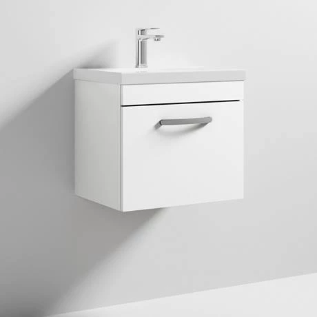 Brooklyn 500 Gloss White Wall Hung 1-Drawer Vanity Unit with Thin-Edge Basin 3 Brooklyn 500 Gloss White Wall Hung 1-Drawer Vanity Unit with Thin-Edge Basin - Image 3