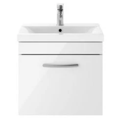Brooklyn 500mm Gloss White Wall Hung 1-Drawer Vanity Unit -Bathroom Furniture Sale BWHSD5WHT d2 460