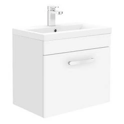 Brooklyn 500mm Gloss White Wall Hung 1-Drawer Vanity Unit