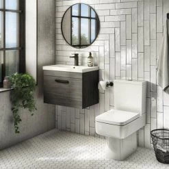 Brooklyn Wall Hung Vanity - Black - 600mm Wide 1-Drawer inc. Matt Black Handle 5 Brooklyn Wall Hung Vanity - Black - 600mm Wide 1-Drawer inc. Matt Black Handle -Bathroom Furniture Sale BWHSD6BLK MB d2 460