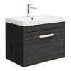 Brooklyn 600 Black Wall Hung 1-Drawer Vanity Unit with Thin-Edge Basin