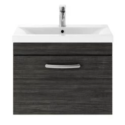 Brooklyn 600mm Black Wall Hung Vanity Unit - Single Drawer -Bathroom Furniture Sale BWHSD6BLK d1 460