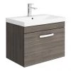 Brooklyn 600 Grey Avola Wall Hung 1-Drawer Vanity Unit with Thin-Edge Basin