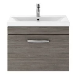 Brooklyn 600mm Grey Avola Wall Hung Vanity Unit - Single Drawer -Bathroom Furniture Sale BWHSD6GRY d3 460