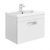 Brooklyn 600mm White Gloss Wall Hung Vanity Unit - Single Drawer