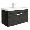 Brooklyn 800 Black Wall Hung 1-Drawer Vanity Unit with Thin-Edge Basin