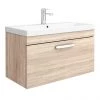 Brooklyn 800 Natural Oak Wall Hung 1-Drawer Vanity Unit with Thin-Edge Basin