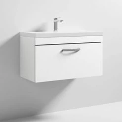 Brooklyn 800 Gloss White Wall Hung 1-Drawer Vanity Unit with Thin-Edge Basin -Bathroom Furniture Sale BWHSD8WHTTE d2 460