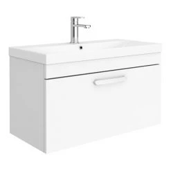 Brooklyn 800 Gloss White Wall Hung 1-Drawer Vanity Unit with Thin-Edge Basin