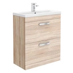 Brooklyn 800mm Natural Oak Vanity Unit - Floor Standing 2 Drawer Unit