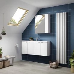 Hudson Reed 1200mm Gloss White Wall Hung Compact Combination Unit (600 Vanity x 2) -Bathroom Furniture Sale CBI135 D1 460