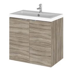Hudson Reed 600mm Driftwood Full Depth Wall Hung 2-Door Unit & Basin