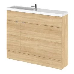 Hudson Reed 1100mm Natural Oak Compact Combination Unit (600 Vanity + 500 WC unit)