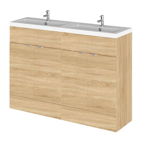 Hudson Reed Fusion 1200mm Natural Oak Full Depth Floorstanding Unit & Double Basin 1 Hudson Reed Fusion 1200mm Natural Oak Full Depth Floorstanding Unit & Double Basin