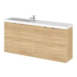 Hudson Reed 1200mm Natural Oak Wall Hung Compact Combination Unit (600 Vanity x 2)