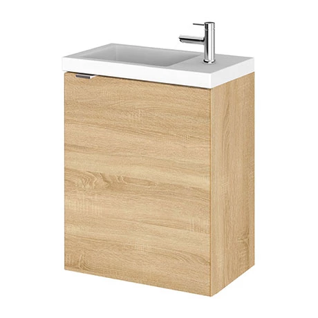 Hudson Reed Fusion 400mm Natural Oak Wall Hung Compact Unit & Basin 1 Hudson Reed Fusion 400mm Natural Oak Wall Hung Compact Unit & Basin