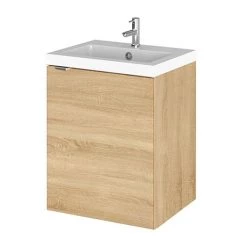 Hudson Reed Fusion 400mm Natural Oak Full Depth Wall Hung Unit & Basin