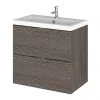 Hudson Reed 600mm Grey Avola Full Depth Wall Hung 2-Drawer Unit & Basin