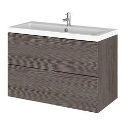 Hudson Reed Fusion 800mm Grey Avola Full Depth Wall Hung 2-Drawer Unit & Basin