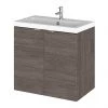 Hudson Reed 600mm Grey Avola Full Depth Wall Hung 2-Door Unit & Basin