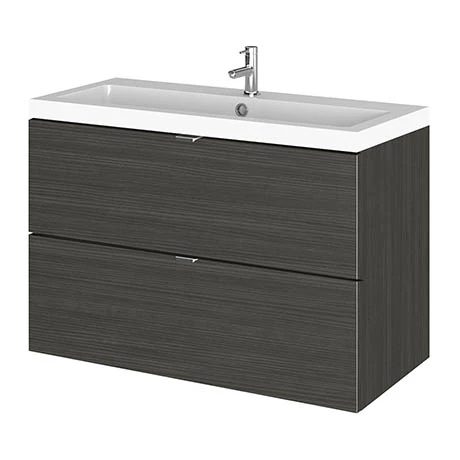 Hudson Reed Fusion 800mm Hacienda Black Full Depth Wall Hung 2-Drawer Unit & Basin 1 Hudson Reed Fusion 800mm Hacienda Black Full Depth Wall Hung 2-Drawer Unit & Basin