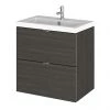 Hudson Reed Fusion 500mm Hacienda Black Full Depth Wall Hung 2-Drawer Unit & Basin