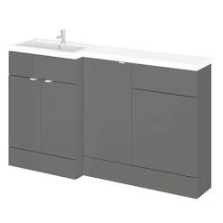 Hudson Reed Fusion 1500mm Gloss Grey Combination Unit (600 Vanity, 400 Base Unit + 500 WC Unit)