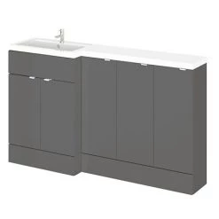 Hudson Reed Fusion 1500mm Gloss Grey Combination Unit (600 Vanity + 300 Base Unit x 3)
