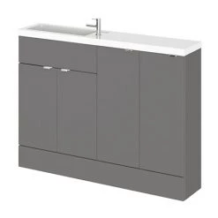 Hudson Reed 1200mm Gloss Grey Compact Combination Unit (600 Vanity, 300 Base Unit x 2)