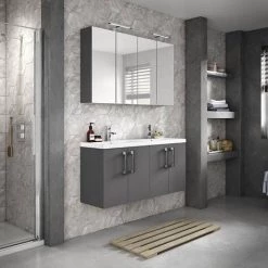 Hudson Reed 1200mm Gloss Grey Wall Hung Combination Unit & Double Basin (600 Vanity x 2) 7 Hudson Reed 1200mm Gloss Grey Wall Hung Combination Unit & Double Basin (600 Vanity x 2) -Bathroom Furniture Sale CBI933 D2 460