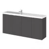 Hudson Reed 1200mm Gloss Grey Wall Hung Compact Combination Unit (600 Vanity x 2)