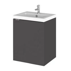 Hudson Reed Fusion 400mm Gloss Grey Full Depth Wall Hung Unit & Basin