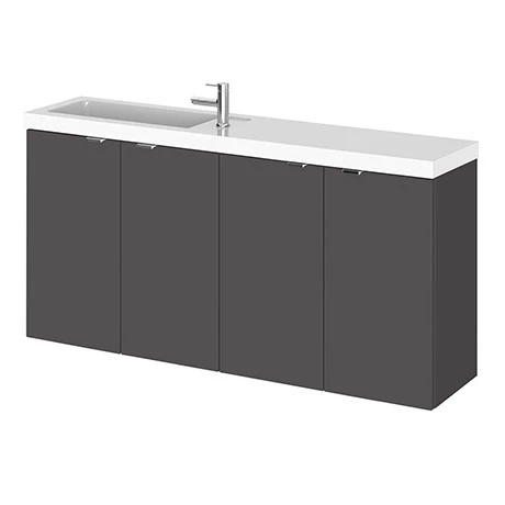 Hudson Reed Fusion 1000mm Gloss Grey Compact Wall Hung Unit & Basin 1 Hudson Reed Fusion 1000mm Gloss Grey Compact Wall Hung Unit & Basin