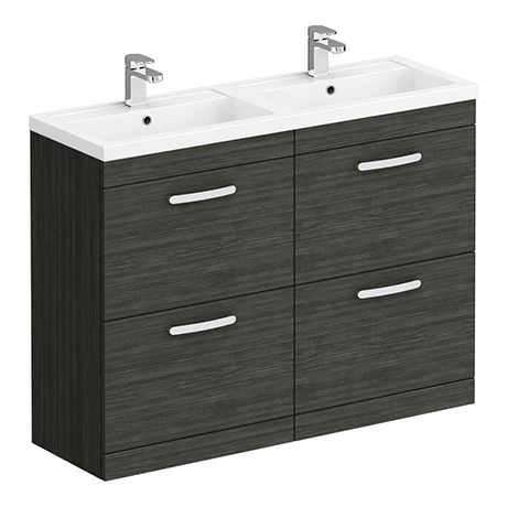 Brooklyn 1205mm Black Double Basin 4 Drawer Vanity Unit 1 Brooklyn 1205mm Black Double Basin 4 Drawer Vanity Unit